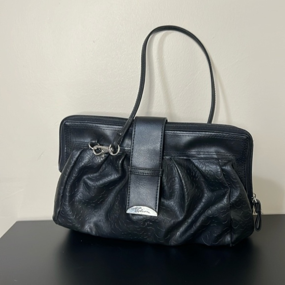 Women’s Mini Volcom Black Pleather Cheetah Embossed Clutch Purse